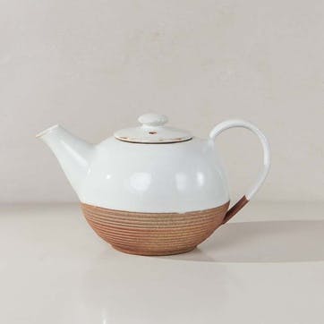 Mali Ribbed Teapot; White