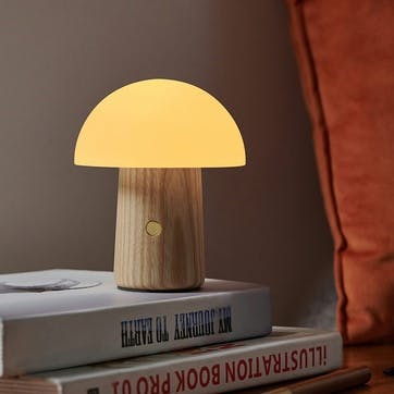 Alice Mushroom Lamp H13cm, White Ash