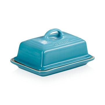 Stoneware Butter Dish; Teal