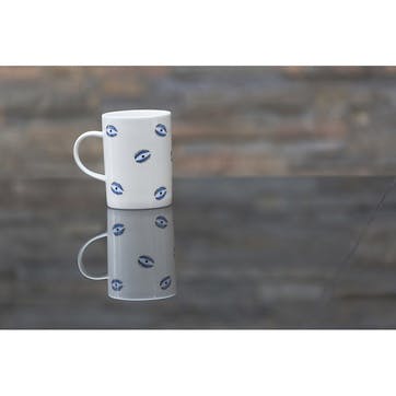 Mug, H10 x D7cm, Casacarta, Eye, White and Blue