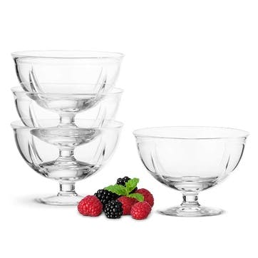 Set of 4 Stemmed Bowls, D12cm, Clear