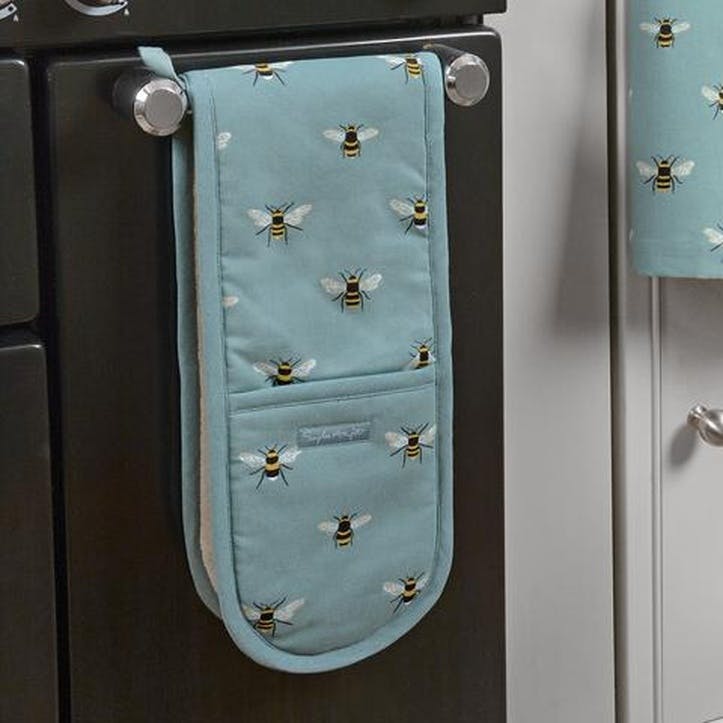 Bees, Double Oven Gloves, Teal