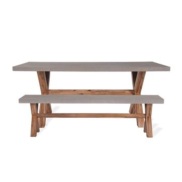 Burford Table & Bench Set , Grey & Natural