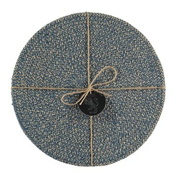 Jute Set of 4 Placemats D27cm, Cornflower