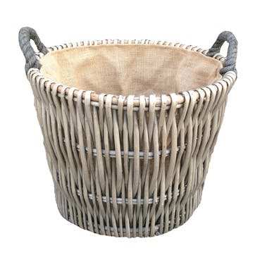 Round Grey Log Basket, Small