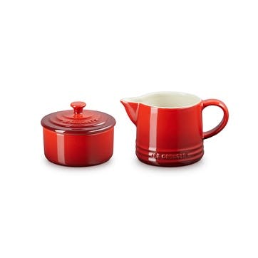 Stoneware Milk & Sugar Set, Cerise