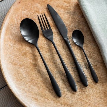 16 Piece  Cutlery Set, Black