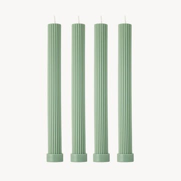 Roma Set of 4 Dinner Candles H27cm, Jade Green