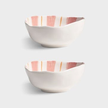 Ray set of 2 bowls 13 x 16.5, pink