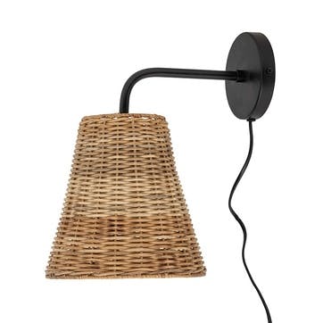 Thed Rattan Wall Lamp H39cm, Natural