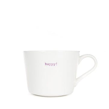 Happy!' Mini Bucket Mug 280ml, Lilac