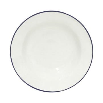 Set of 6 soup/pasta plates, 21cm, Costa Nova, Beja, white with blue rim