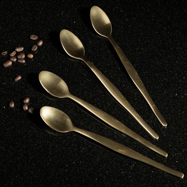 Edited Brushed Gold Latte Spoons, Set of 4