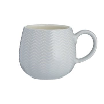 Embossed Chevron Mug H9 x W8 x L13, Grey