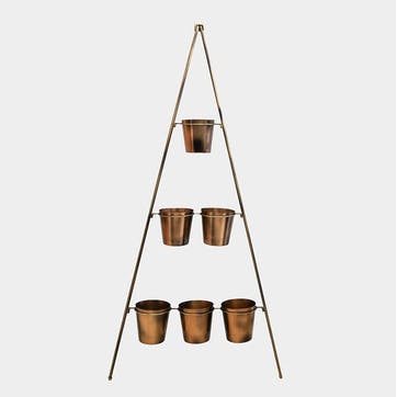 Outdoor Wall Plant Stand with Planters H128 x W51cm, Gold