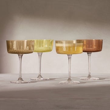 Gems Set of 4 Champagne/Cocktail Glasses 230ml, Amber