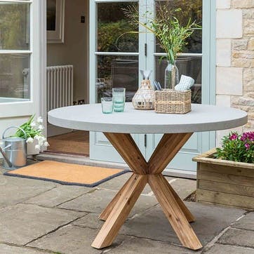 Burford Round Dining Table D120cm, Grey & Natural