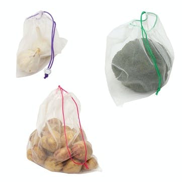 Reusable Drawstring Fruit & Vegetable Bags, Set of 5