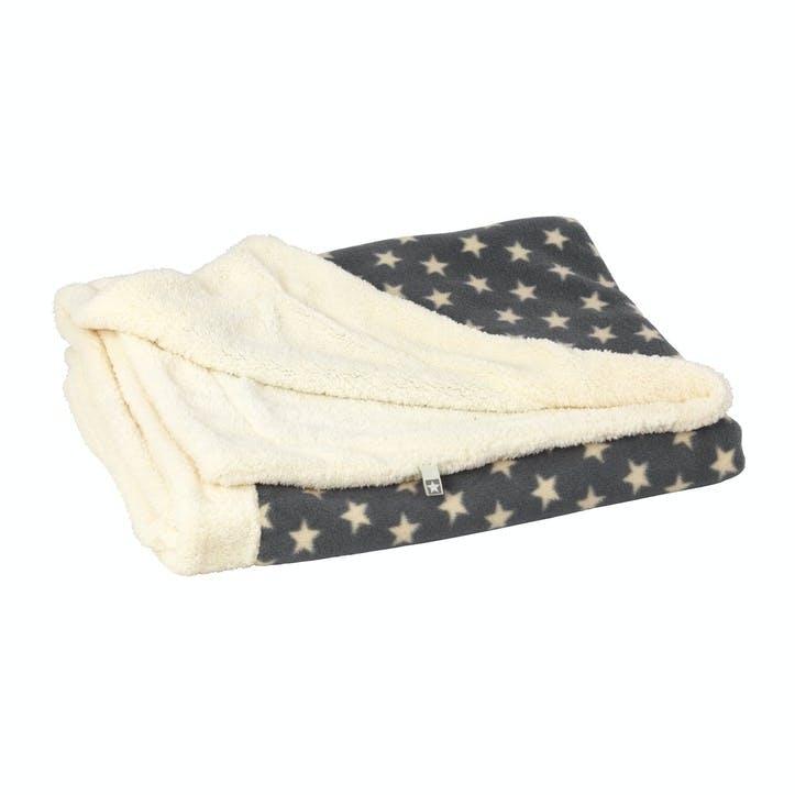 Star Print Fleece Blanket, Grey