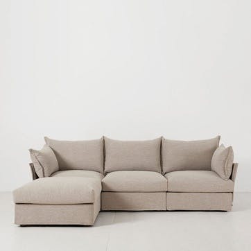 Model 06 Linen 3 Seater Sofa With Chaise, Pumice