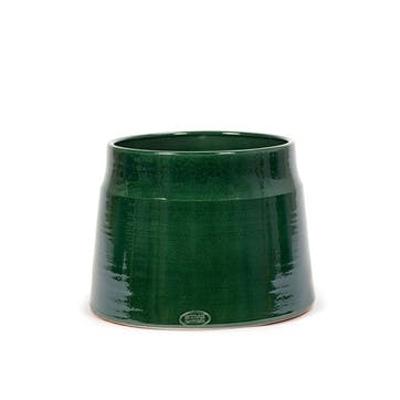 Glazed Flower Pot H23cm, Dark Green