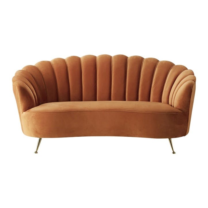 Marldon Velvet Sofa, Orange