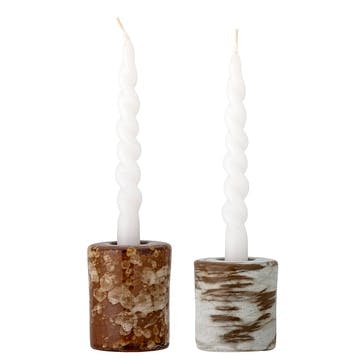 Coya Set of 2 Candle Sticks H5cm, Brown