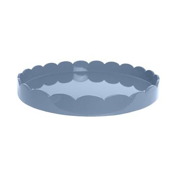 Lacquered Scallop Round Tray D40cm, Blue