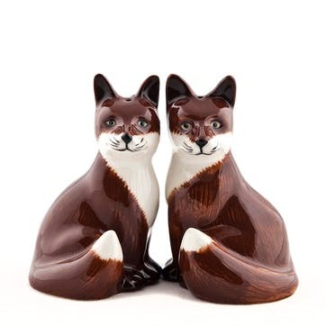 Fox Salt & Pepper Shakers H8cm Brown