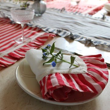 Candy Stripe Set of 2 Napkins 33 x 33cm, Cherry Red