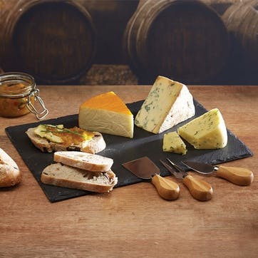 Cheese platter set, 35 x 25cm, KitchenCraft, slate and acacia wood