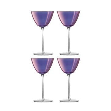 Aurora Set of 4 Martini Glasses, 195ml, Purple
