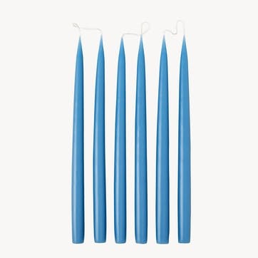 Set of 6 Tapered Dinner Candles H35cm, Wedgewood Blue