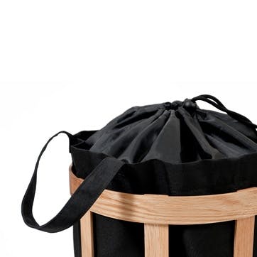 Laundry basket cage, H63 x W31 x D31cm, Wireworks, black/oak