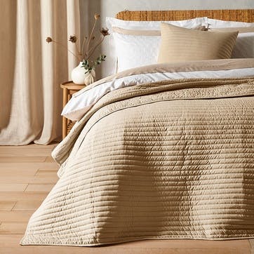 Quilted Lines Bedspread 220X230, Natural