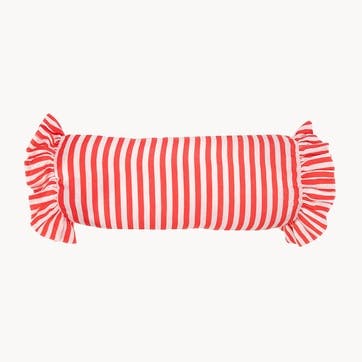 Stripe Bolster Cushion Cover, 50 x 20cm, Cherry Red