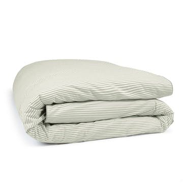 Striped Percale  Duvet Cover Superking, Sage Green Stripe