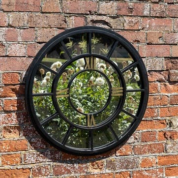 Outdoor Clock Mirror 80cm, Black