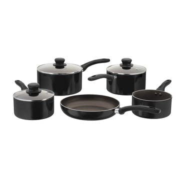 Radiant Non-Stick 5 Piece Saucepan Set, Black