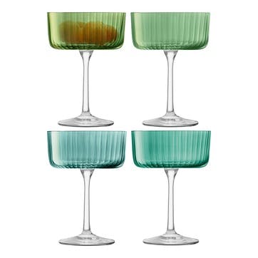 Gems Set of 4 Champagne/Cocktail Glasses 230ml, Jade