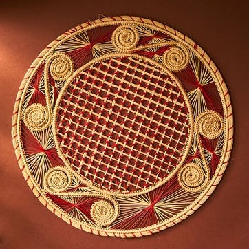 Sandra  Set of 2 Woven Placemats D35cm, Berry Red