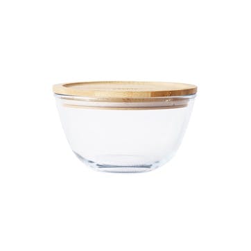 Glass Bowl With Bamboo Lid 770ml, Clear