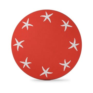 Starfish Round Table Mat Set of 4, Coral