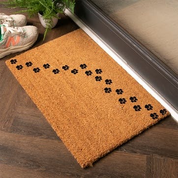 Paw Print Doormat 60 x 40cm, Natural & Black