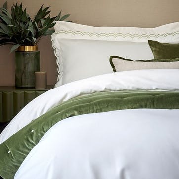 Scallop Edge Pair of Oxford Pillowcases, Matcha