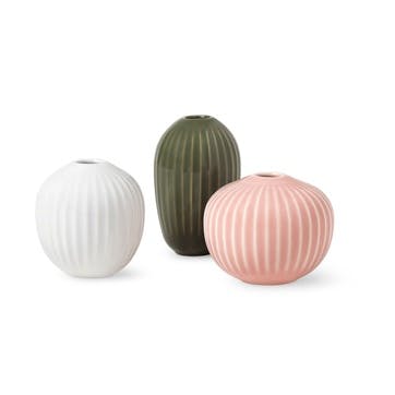 Hammershøi Set of 3 Mini Vases, White/Nude/Green