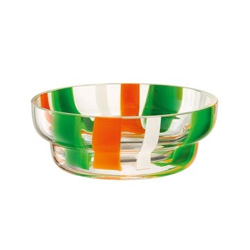 Folk Bowl D15cm, Green/Orange/White