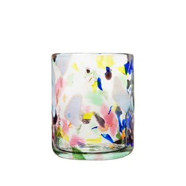 Terrazzo Set of 4 Hand Made Glass Tumblers H11cm, Multicolour