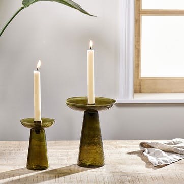 Avyn Recylcled Glass Candle Holder H20cm, Forest Green
