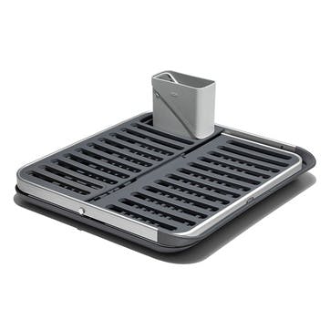 Aluminium Fold Flat Dish Rack, Grey